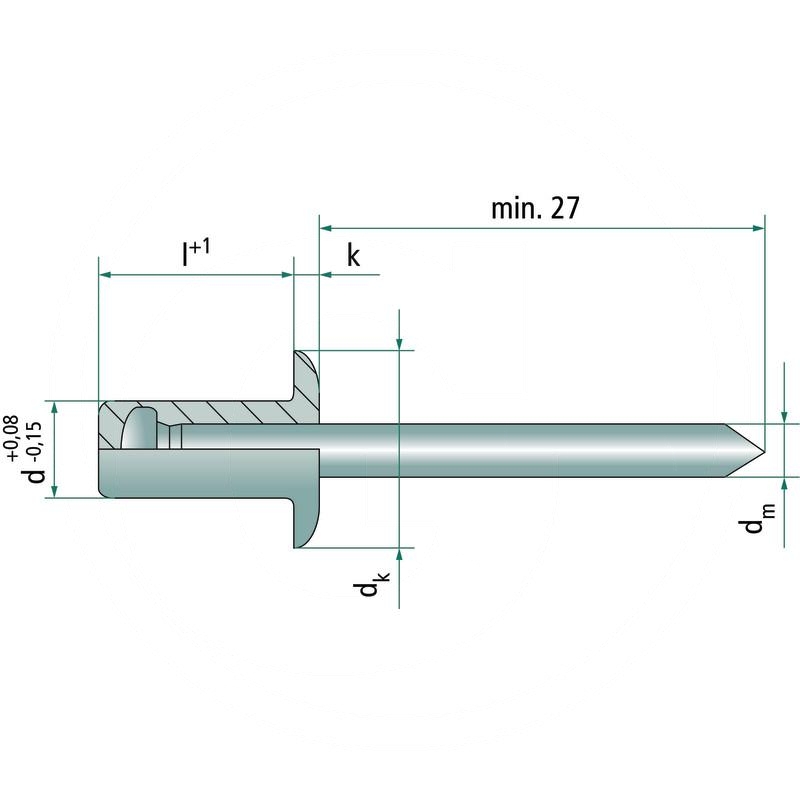  Pack of 500 flat head sealing rivets 4,8x11