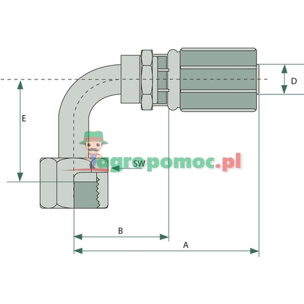 Gates PNE 06 DKORF 11/16" 90° SL=38,4 GATES | 4G6FFORX90M