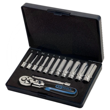 KS Tools CHROME+ socket set deep, 13pcs, 1/4"