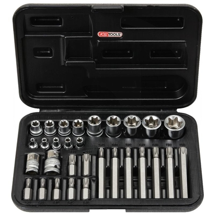 KS Tools TX socket bit set, 30pcs, 1/4"+1/2"+3/8"