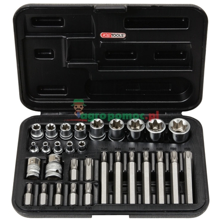 KS Tools TX socket bit set, 30pcs, 1/4"+1/2"+3/8"