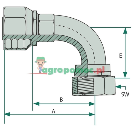 Parker PNE 06 DKORF 11/16" 90° SL=38 | 1J548-6-4