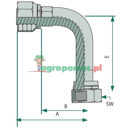 Parker PNE 10 DKORF 13/16" 90° SL=64 | 1J148-8-6