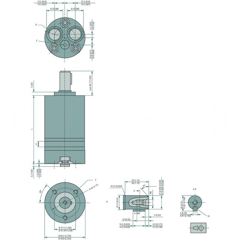 Danfoss Hydraulic motor OMM 32 EA (257151G0003) - Spare parts for