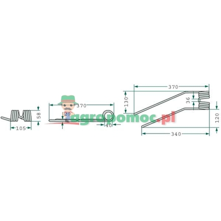  Rotary tedder tine | 487134, 460182