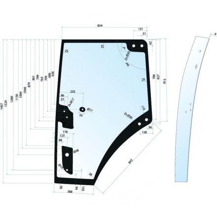 GRANITE Door glass left  | 931812033040