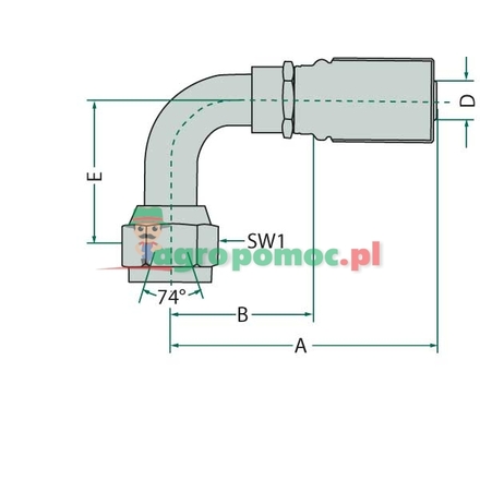 Gates PNE 06 DKJ 9/16" 90° SL=21,6 GATES | 4G-6FJX90S