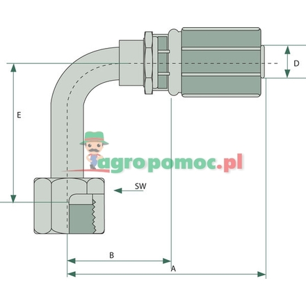 Gates PNE 10 DKORF 11/16" 90° SL=54,1 GATES | 6G6FFORX90L