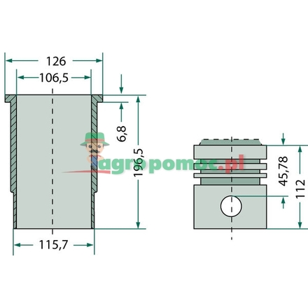 KS Piston set complete | RE22678, RE22681, RE500023