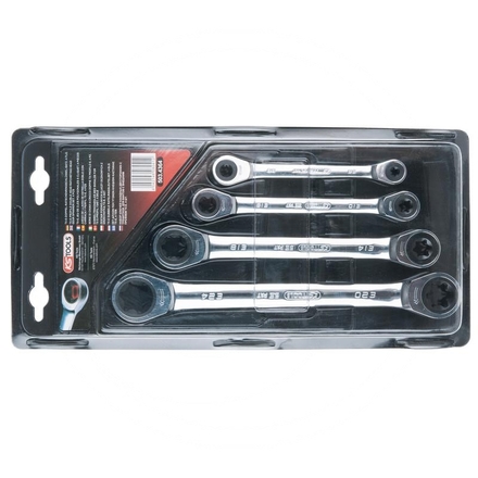 KS Tools GEAR+ dbl ring ratchet spanner, 4pcs