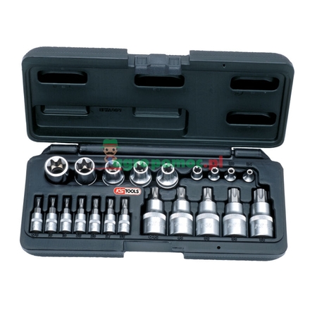 KS Tools TX socket set, 21pcs, 1/4"+1/2"